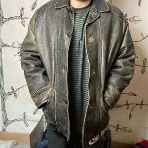 Vintage FRYE Distressed Leather Jacket  Size L